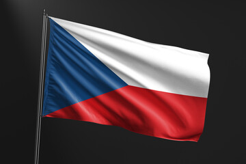 3d illustration flag of Czech Republic. Czech Republic flag waving isolated on black background. flag frame with empty space for your text.
