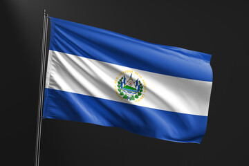3d illustration flag of El Salvador. El Salvador flag waving isolated on black background. flag frame with empty space for your text.