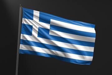 3d illustration flag of Greece. Greece flag waving isolated on black background. flag frame with empty space for your text.