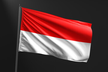 3d illustration flag of Indonesia. Indonesia flag waving isolated on black background. flag frame with empty space for your text.