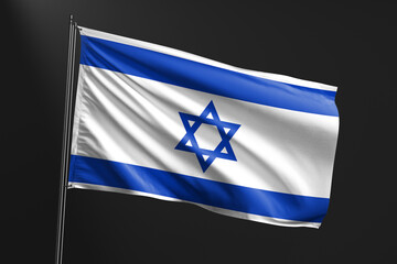 3d illustration flag of Israel. Israel flag waving isolated on black background. flag frame with empty space for your text.