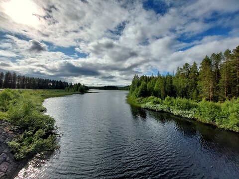 Idyllic river Malan in northern Sweden in summer