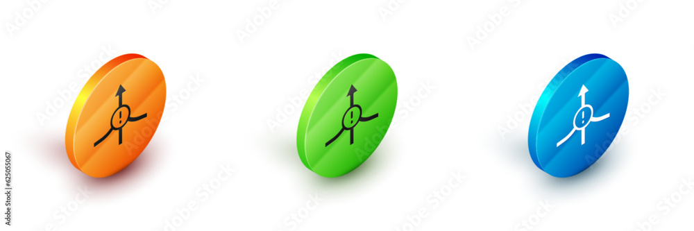 Poster isometric arrow icon isolated on white background. direction arrowhead symbol. navigation pointer si