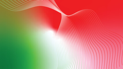 abstract wavy tech lines red white green flag colour gradient background © Dipak