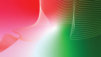 abstract wavy tech lines red white green flag colour gradient background © Dipak
