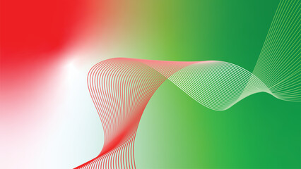abstract wavy tech lines red white green flag colour gradient background © Dipak
