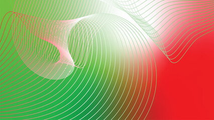 abstract wavy tech lines red white green flag colour gradient background © Dipak