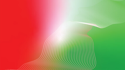 abstract wavy tech lines red white green flag colour gradient background © Dipak