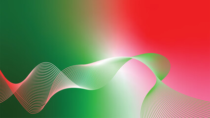 abstract wavy tech lines red white green flag colour gradient background © Dipak