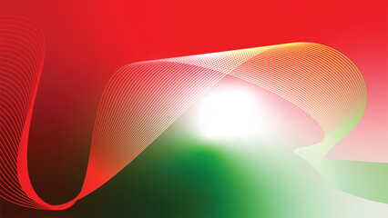 abstract wavy tech lines red white green flag colour gradient background © Dipak