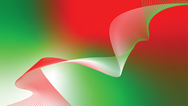 abstract wavy tech lines red white green flag colour gradient background