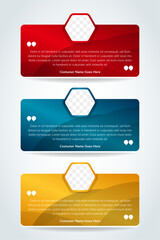 collection of Customer feedback testimonial template vector with icon talk and hexagon photo space. Client testimonials design illustration. feedback review or testimonial on horizontal layout