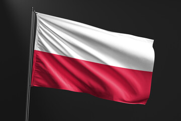 3d illustration flag of Poland. Poland flag waving isolated on black background. flag frame with empty space for your text.