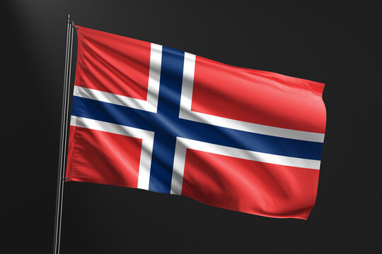 3d illustration flag of Norway. Norway flag waving isolated on black background. flag frame with empty space for your text.