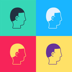 Pop art Hairstyle for men icon isolated on color background. Vector