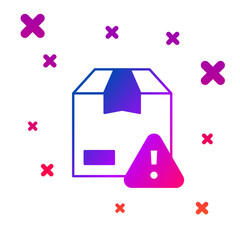 Color Delivery security with shield icon isolated on white background. Delivery insurance. Insured cardboard boxes beyond the shield. Gradient random dynamic shapes. Vector