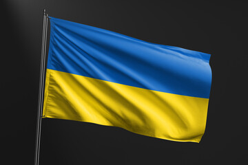 3d illustration flag of Ukraine. Ukraine flag waving isolated on black background. flag frame with empty space for your text.