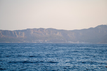 View of Kastellorizo Island from Kas district. Castellorizo, officially Megisti is a Greek island...