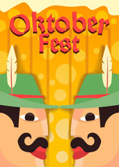 abstract bavarian men face to face woth bold text for oktoberfest poster vector illustration - obrazy, fototapety, plakaty