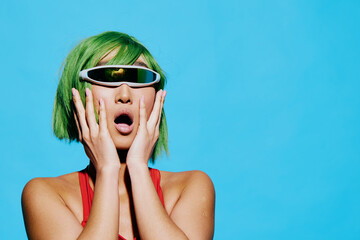 Woman wig sunglasses portrait beauty trendy