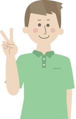 ピースポーズの男性