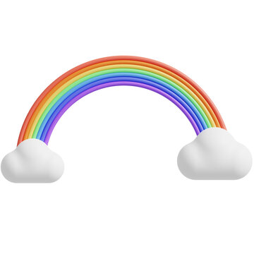 Rainbow with cloud cartoon .3d render illustration.