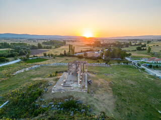 The Aizanoi Ancient City drone view in Kutahya