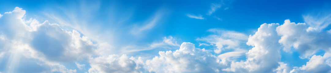 Naklejka na ściany i meble White fluffy clouds on a gentle blue sky