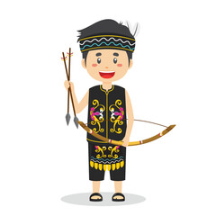 Dayak People Holding Arrows for Hunting