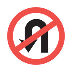 Prohibition road sign set. No U turn. Vector illustration