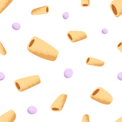 Abstract shapes, seamless pattern. Creative fluid elements, modern repeating print. Endless background, texture design. Printable flat vector illustration for textile, fabric, wrapping, decoration