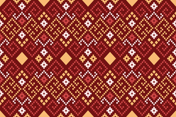 Red traditional ethnic pattern paisley flower Ikat background abstract Aztec African Indonesian Indian seamless pattern for fabric print cloth dress carpet curtains and sarong