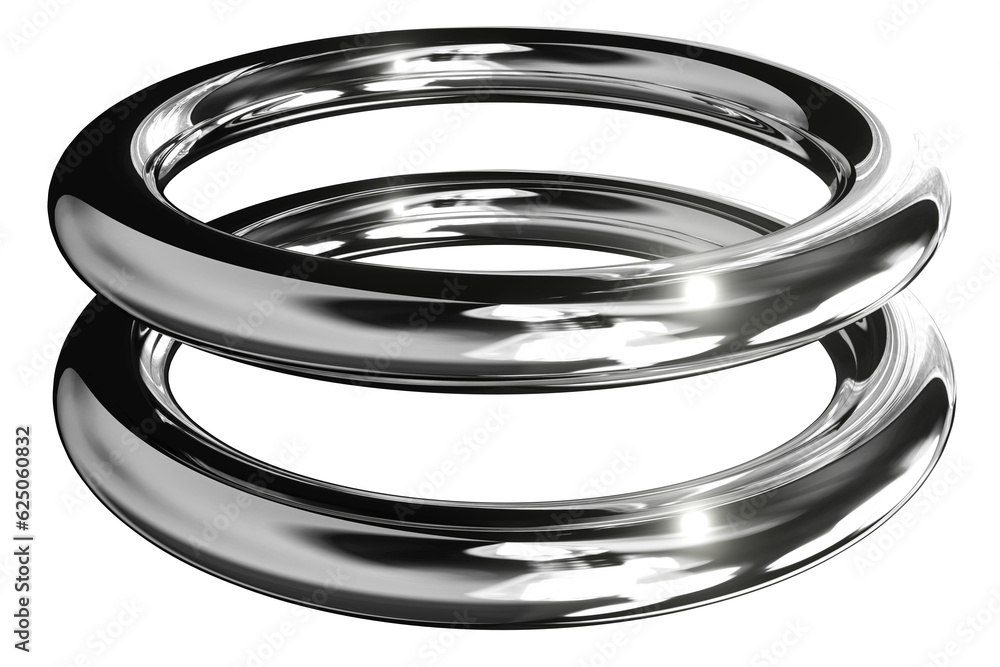 Fototapete 3d chrome metallic abstract shape objects, 3d rendering aluminum gradient shape design element, futu
