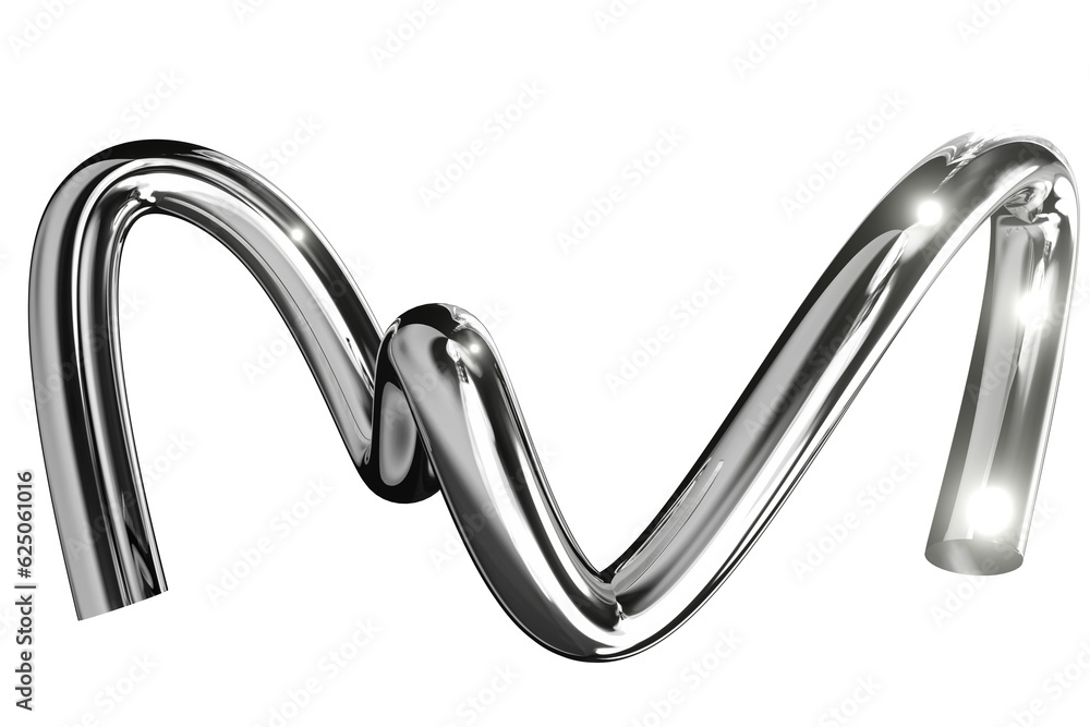 Fototapete 3d chrome metallic abstract shape objects, 3d rendering aluminum gradient shape design element, futu