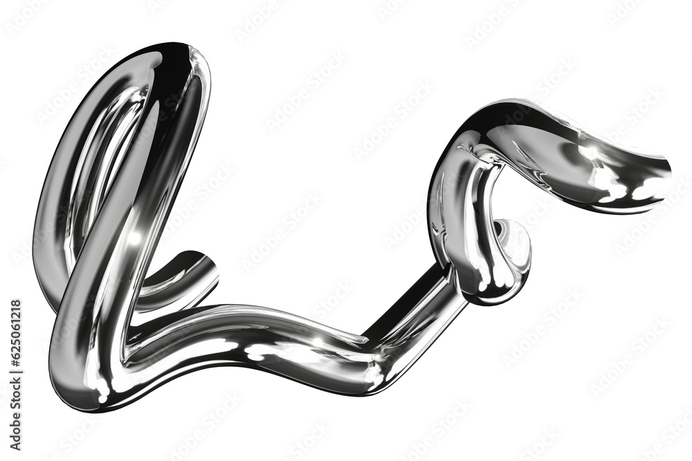 Aufkleber 3d chrome metallic abstract shape objects, 3d rendering aluminum gradient shape design element, futu