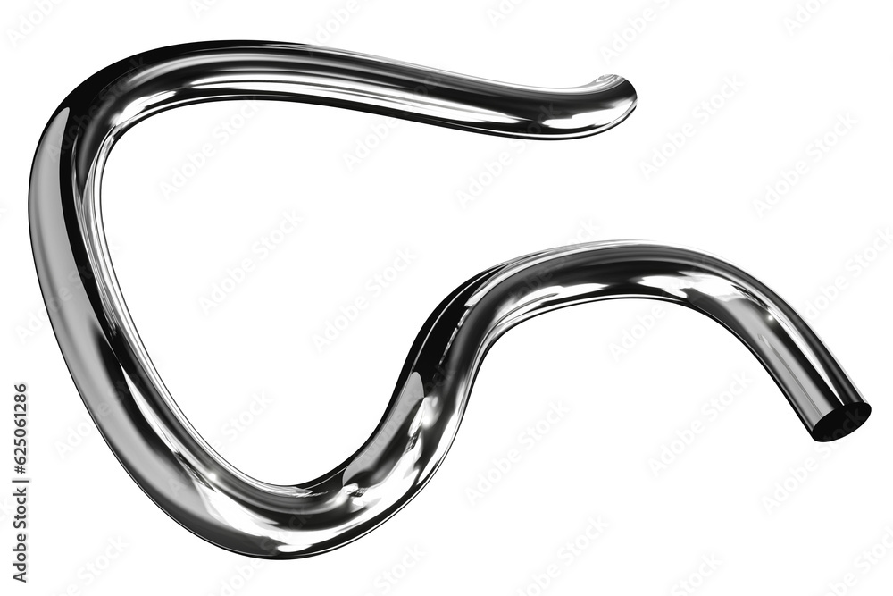 Poster 3d chrome metallic abstract shape objects, 3d rendering aluminum gradient shape design element, futu