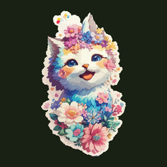 Cute and happy kitten sticker
