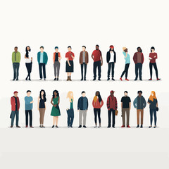 Diverse Group of People vector flat isolated illustration