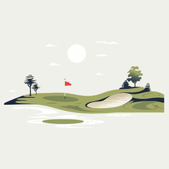 Golf course vector flat minimalistic isolated illustration