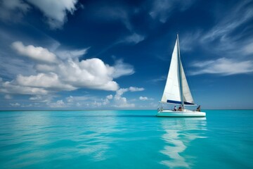 Fototapeta premium Ship sail boat ocean. Generate Ai