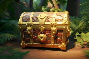 Treasure chest filled with gold coins