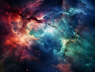 Fototapeta premium Space nebula, colorful galaxy, cosmic space