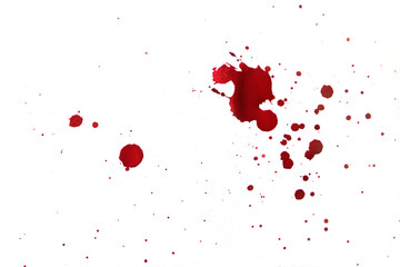 Blood splatters on white background.