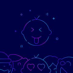 Teasing kid gradient line icon, vector illustration