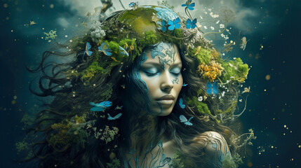 Artistic image of mother earth. World environment and mother earth day concept