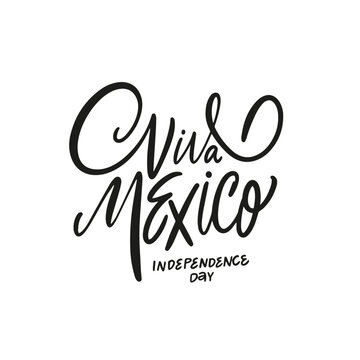 Viva Mexico holiday lettering phrase. Vector black color text.