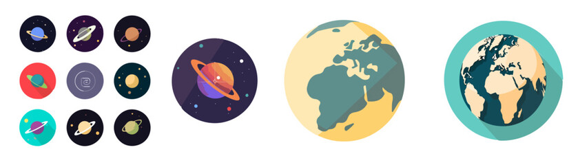 set of planet and earth