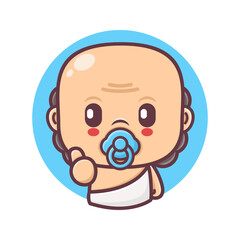 cute baby cartoon with thumbs up