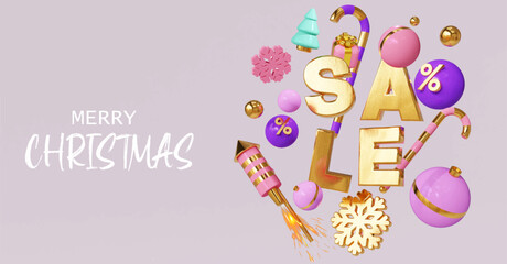 merry christmas style 2024 3d render vector gift sale holiday