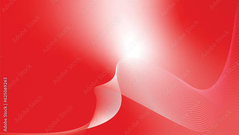 Wall mural abstract wavy technology lines red white red flag color gradient background